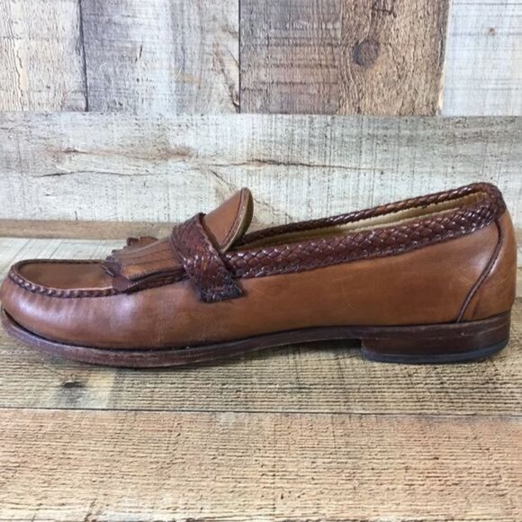 Allen‎ Edmonds Brown Leather Meghan Kiltie Buckle Loafers Men\'s 10.5 C VTG 80s main image 12